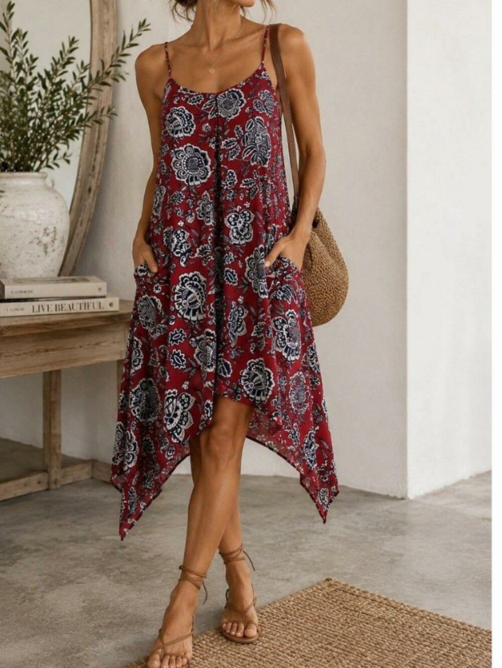 Madewell Italian Floral Silk Trapeeze Cami Spaghetti Strap Dress S Swingy Flowy